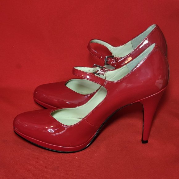 Nine West Womens Shoes Red Mary Jane Pumps Ankle Strap Spike High Heels 9M - Picture 14 of 15